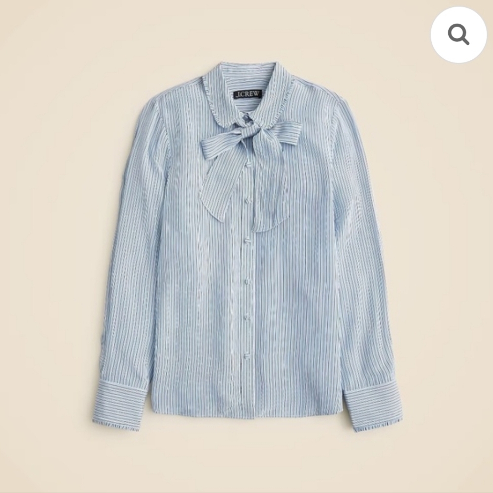 J. Crew Light Blue Striped Shirt with Bow